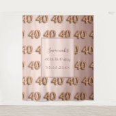 40歳の誕生日 ローズゴールド ブラッシュ 名前 タペストリー (正面)