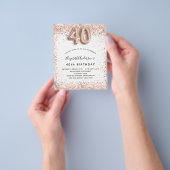 40歳の誕生日 ローズゴールド 白 予算 招待状 チラシ (手)