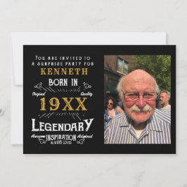 40歳の誕生日 ヴィンテージ ブラック ゴールド 名前と年を追加 招待状