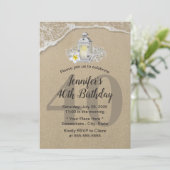 40歳の誕生日 ヴィンテージ ホワイト ランタン ラスティック ビーチ 招待状 (スタンド正面)