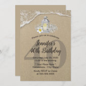 40歳の誕生日 ヴィンテージ ホワイト ランタン ラスティック ビーチ 招待状 (正面/裏面)