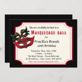40歳の誕生日 仮面舞踏会への招待 40歳 仮面舞踏会 招待状 (正面/裏面)