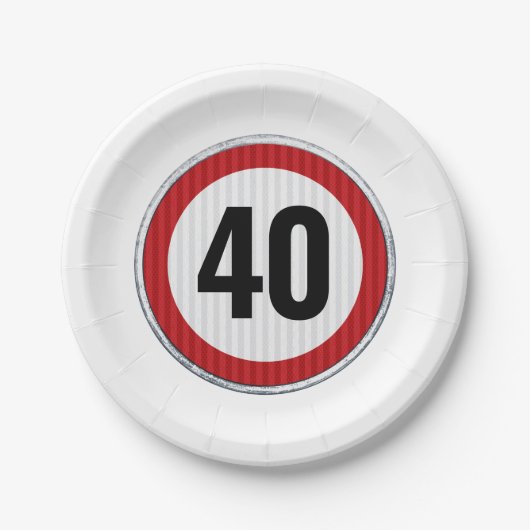 40歳の誕生日 – 任意の年齢の交通標識紙プレート ペーパープレート (正面)
