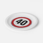 40歳の誕生日 – 任意の年齢の交通標識紙プレート ペーパープレート (アングル)
