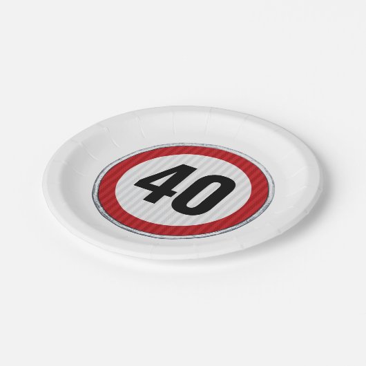 40歳の誕生日 – 任意の年齢の交通標識紙プレート ペーパープレート (アングル)