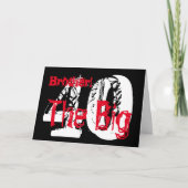 40歳の誕生日、兄弟、赤、白い文字の黒。 カード (正面)