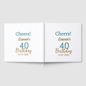 40歳の誕生日 名前 日付 ブラウン ターコイズ シンプル ゲストブック (全面)