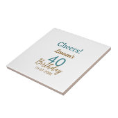 40歳の誕生日 名前 日付 ブラウン ターコイズ シンプル タイル (側面)