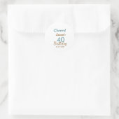 40歳の誕生日 名前 日付 ブラウン ターコイズ シンプル ラウンドシール (バッグ)