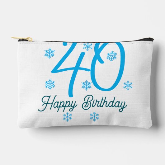 40歳の誕生日 名前 日付 年 テンプレート 青 アクセサリーポーチ (正面)