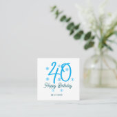40歳の誕生日 名前 日付 年 テンプレート 青 スクエア名刺 (スタンド正面)