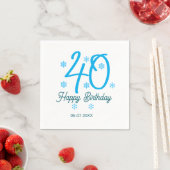 40歳の誕生日 名前 日付 年 テンプレート 青 スタンダードカクテルナプキン (インサイチュ)
