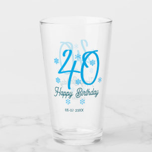 40歳の誕生日 名前 日付 年 テンプレート 青 タンブラーグラス