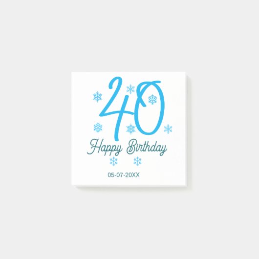 40歳の誕生日 名前 日付 年 テンプレート 青 ポストイット (正面)