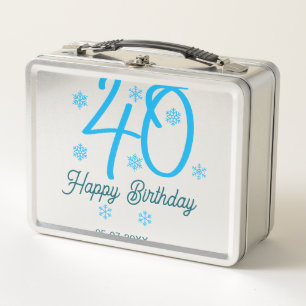 40歳の誕生日 名前 日付 年 テンプレート 青 メタルランチボックス