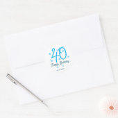 40歳の誕生日 名前 日付 年 テンプレート 青 ラウンドシール (封筒)