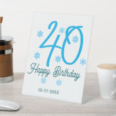 40歳の誕生日 名前 日付 年 テンプレート 青 台座サイン (インサイチュ)