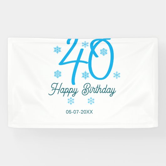 40歳の誕生日 名前 日付 年 テンプレート 青 横断幕 (横)