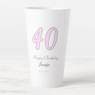 40歳の誕生日 名前 日付 年 ピンク グレー パステル カフェラテマグ