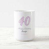 40歳の誕生日 名前 日付 年 ピンク グレー パステル コーヒーマグカップ (中央)