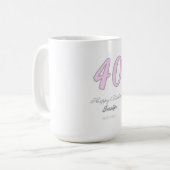 40歳の誕生日 名前 日付 年 ピンク グレー パステル コーヒーマグカップ (正面左)