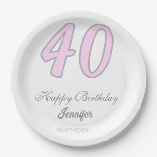 40歳の誕生日 名前 日付 年 ピンク グレー パステル ペーパープレート