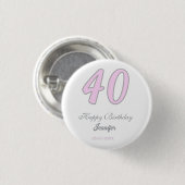40歳の誕生日 名前 日付 年 ピンク グレー パステル 缶バッジ (正面&裏面)