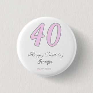 40歳の誕生日 名前 日付 年 ピンク グレー パステル 缶バッジ