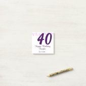 40歳の誕生日 名前 日付 年 紫の花 ピンバッジ ポストイット (デスク上)