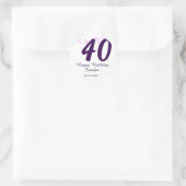 40歳の誕生日 名前 日付 年 紫の花 ピンバッジ ラウンドシール (バッグ)