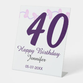 40歳の誕生日 名前 日付 年 紫の花 ピンバッジ 台座サイン