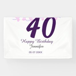 40歳の誕生日 名前 日付 年 紫の花 ピンバッジ 横断幕