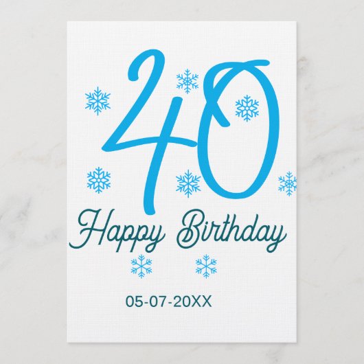 40歳の誕生日 名前 日付 年 青 テンプレート (正面)