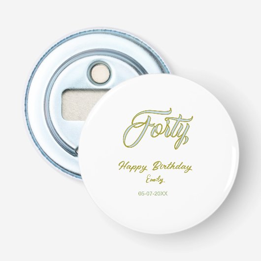 40歳の誕生日 名前 日付 青 緑 パステル トレンディ 栓抜き (正面)