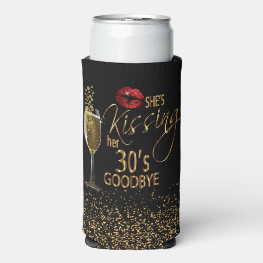 40歳の誕生日 – 彼女はキスをする30歳の別れ スリム缶クーラー (Seltzer正面)