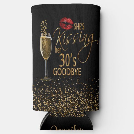 40歳の誕生日 – 彼女はキスをする30歳の別れ スリム缶クーラー (正面)