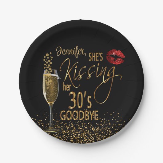 40歳の誕生日 – 彼女はキスをする30歳の別れ ペーパープレート (正面)