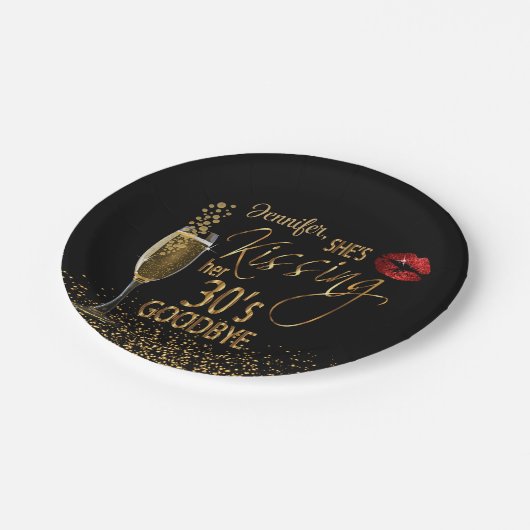 40歳の誕生日 – 彼女はキスをする30歳の別れ ペーパープレート (アングル)