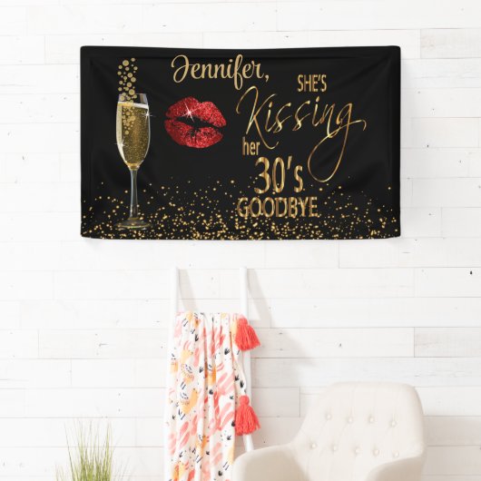 40歳の誕生日 – 彼女はキスをする30歳の別れ 横断幕 (インサイチュ)