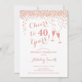 40歳の誕生日 – 応援から40歳のバラ金ゴールド白 招待状 (正面)
