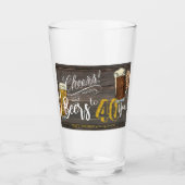 40歳の誕生日、応援とビール、パーティーの好意 タンブラーグラス (正面)