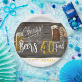 40歳の誕生日、応援、ビアーズパーティーデコール ペーパープレート (パーティー)