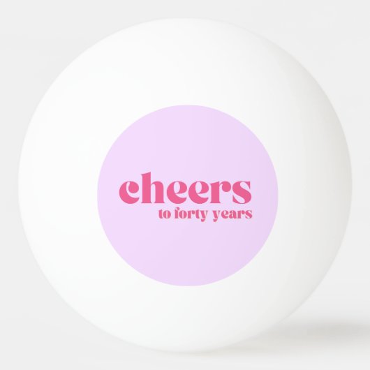 40歳の誕生日「応援」、レトロパープル&ピンク 卓球ボール (正面)