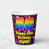 40歳の誕生日:愛するハートパターン、虹40 P 紙コップ (裏面)