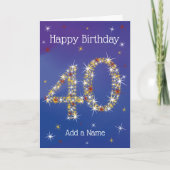 40歳の誕生日 – 星の年齢40歳 – 青 カード (正面)