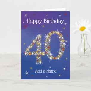 40歳の誕生日 – 星の年齢40歳 – 青 カード