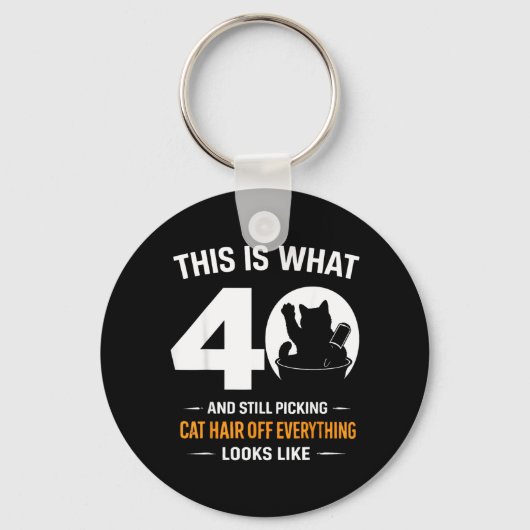 40歳の誕生日 猫好きのための面白いギフト キーホルダー (正面)