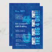 40歳の誕生日 王室ブルーとアクア W1502 招待状 (正面/裏面)