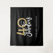 40歳の誕生日 現代的なブラックとゴールドのスタイリッシュ タペストリー (正面)