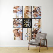 40歳の誕生日 現代的な黒と金の写真コラージュ タペストリー (インサイチュ)